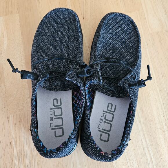 Hey Dude Wendy Sox Micro‎ Total Black Slip On Comfort Sneakers Shoes Womens 10 - Picture 4 of 8